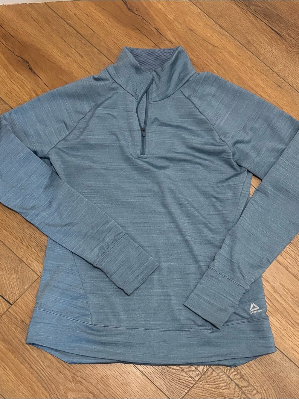 Reebok Heather Blue Quarter-Zip Performance Top